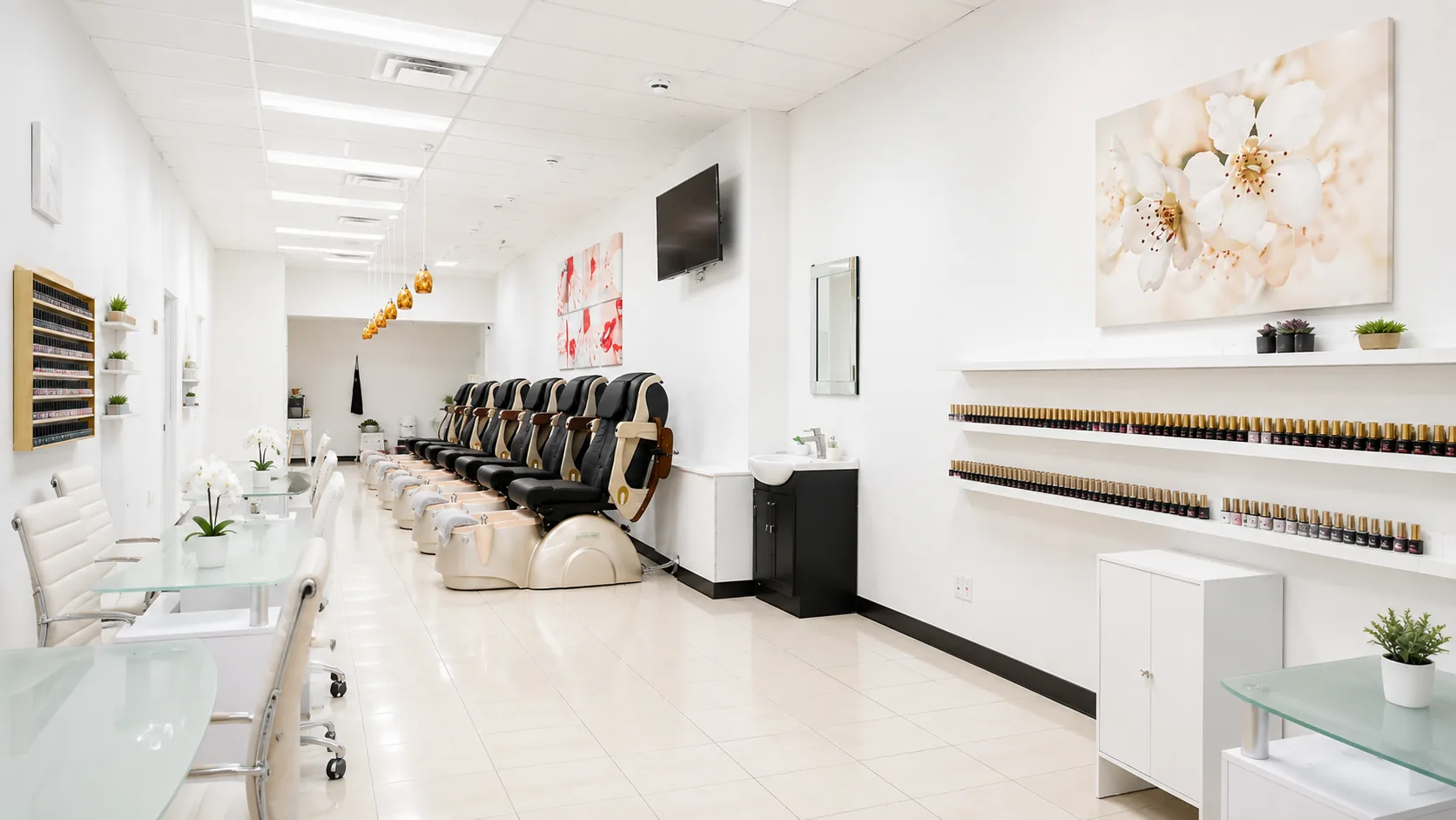 Full interior of Ann’s Nail Spa in Spruce Grove